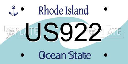 US922 Rhode Island License Plate