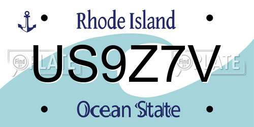 US9Z7V Rhode Island License Plate