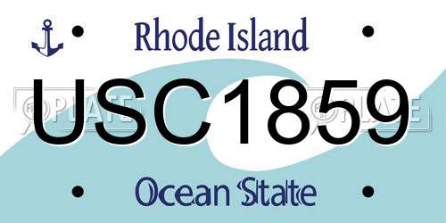USC1859 Rhode Island License Plate