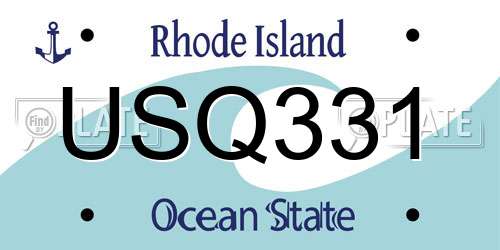 USQ331 Rhode Island License Plate