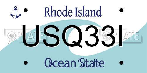 USQ33I Rhode Island License Plate