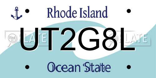 UT2G8L Rhode Island License Plate