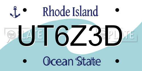 UT6Z3D Rhode Island License Plate