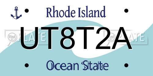 UT8T2A Rhode Island License Plate
