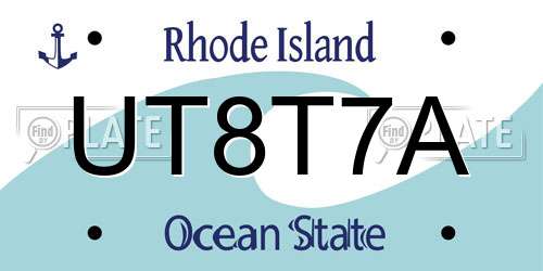 UT8T7A Rhode Island License Plate