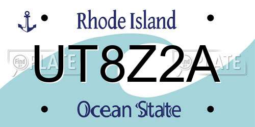 UT8Z2A Rhode Island License Plate