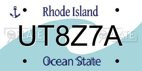 UT8Z7A Rhode Island License Plate