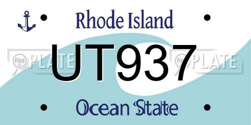 UT937 Rhode Island License Plate