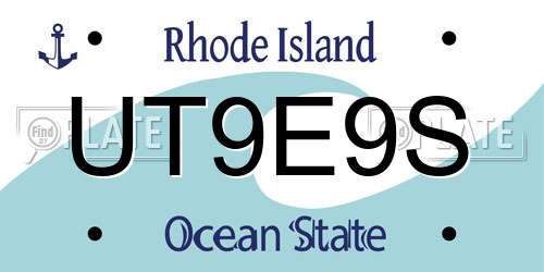 UT9E9S Rhode Island License Plate
