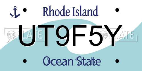 UT9F5Y Rhode Island License Plate