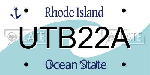 UTB22A Rhode Island License Plate