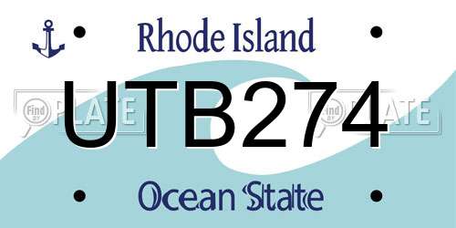UTB274 Rhode Island License Plate
