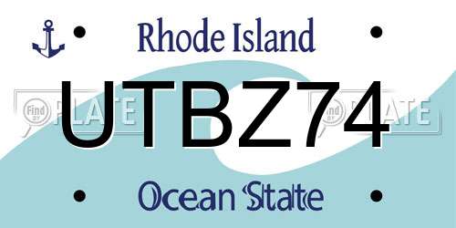 UTBZ74 Rhode Island License Plate