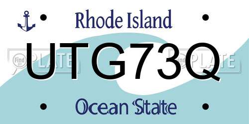 UTG73Q Rhode Island License Plate