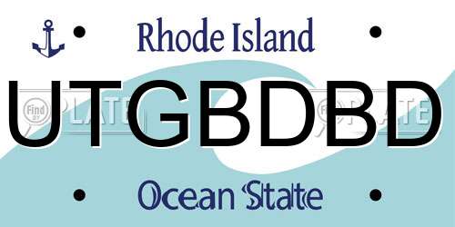 UTGBDBD Rhode Island License Plate