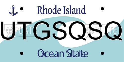 UTGSQSQ Rhode Island License Plate