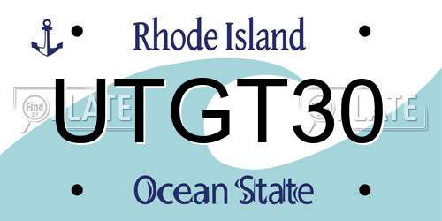UTGT30 Rhode Island License Plate