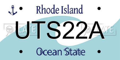 UTS22A Rhode Island License Plate