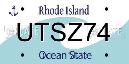 UTSZ74 Rhode Island License Plate
