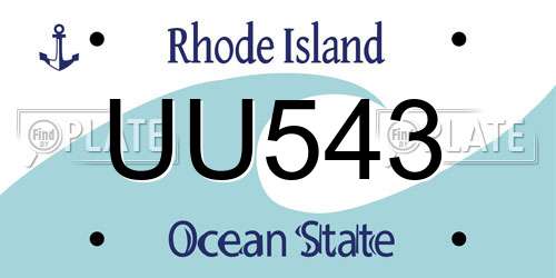 UU543 Rhode Island License Plate