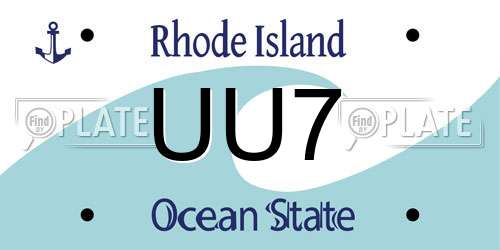UU7 Rhode Island License Plate