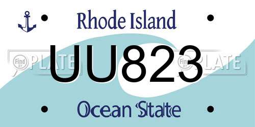 UU823 Rhode Island License Plate