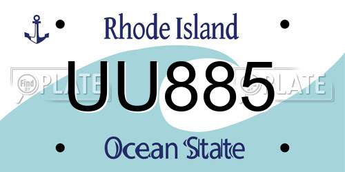 UU885 Rhode Island License Plate