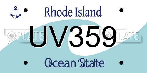 UV359 Rhode Island License Plate