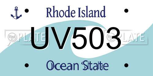 UV503 Rhode Island License Plate