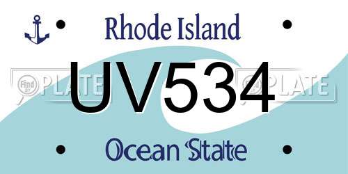 UV534 Rhode Island License Plate