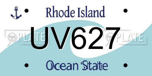 UV627 Rhode Island License Plate