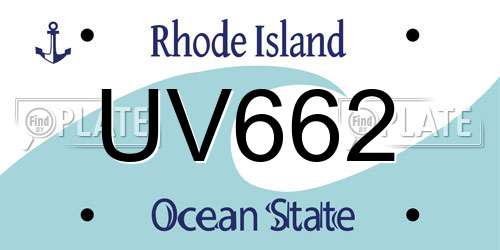 UV662 Rhode Island License Plate