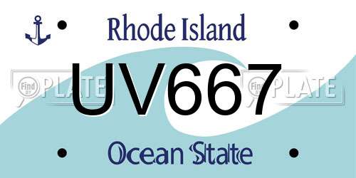 UV667 Rhode Island License Plate
