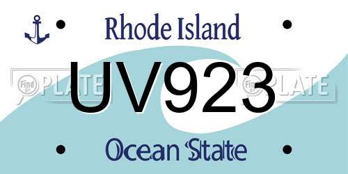 UV923 Rhode Island License Plate
