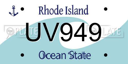 UV949 Rhode Island License Plate