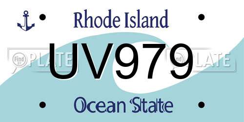 UV979 Rhode Island License Plate