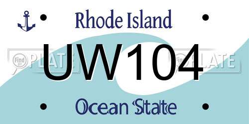 UW104 Rhode Island License Plate