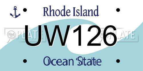 UW126 Rhode Island License Plate
