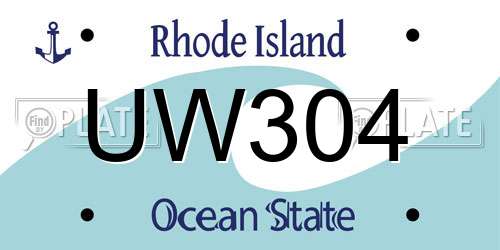 UW304 Rhode Island License Plate