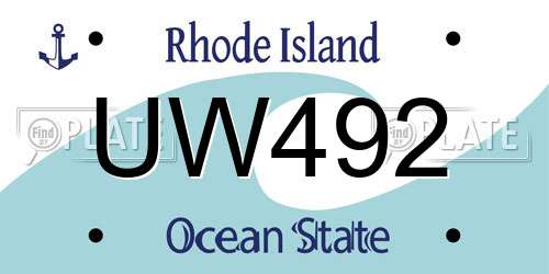 UW492 Rhode Island License Plate