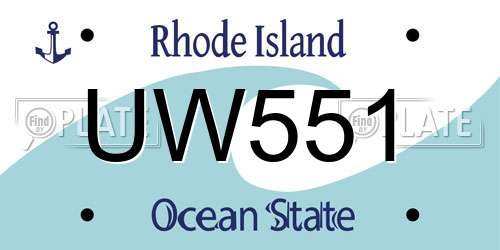 UW551 Rhode Island License Plate