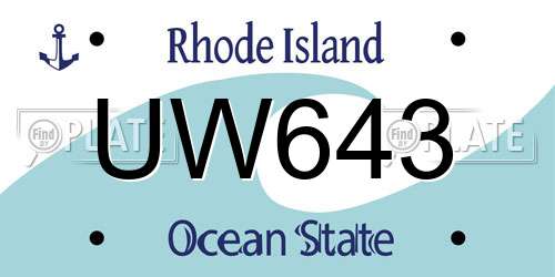 UW643 Rhode Island License Plate