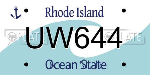 UW644 Rhode Island License Plate