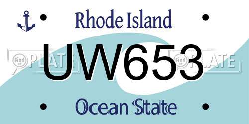 UW653 Rhode Island License Plate