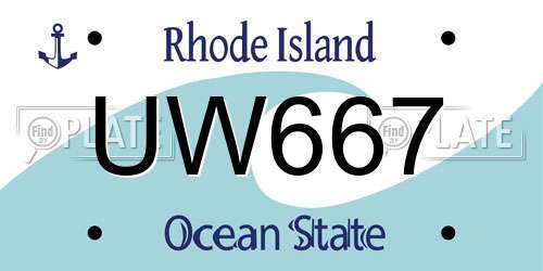 UW667 Rhode Island License Plate