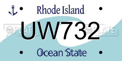 UW732 Rhode Island License Plate