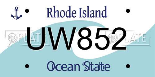 UW852 Rhode Island License Plate