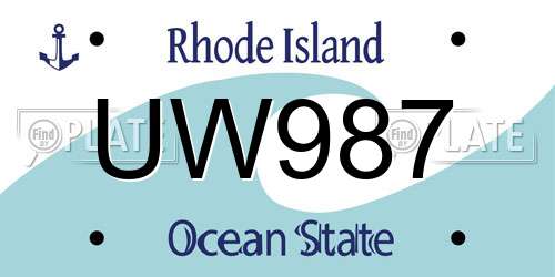 UW987 Rhode Island License Plate