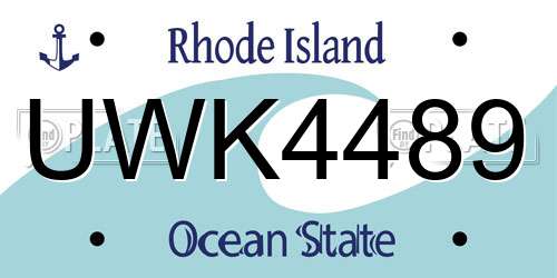 UWK4489 Rhode Island License Plate