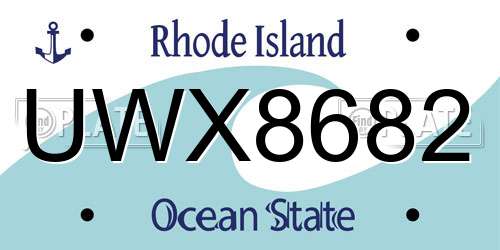 UWX8682 Rhode Island License Plate